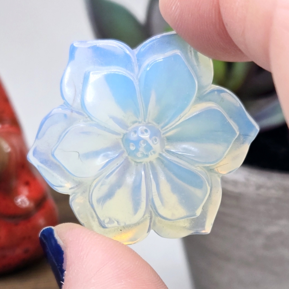 Opalite Chrystal translucent plumeria Flower Accent Decor